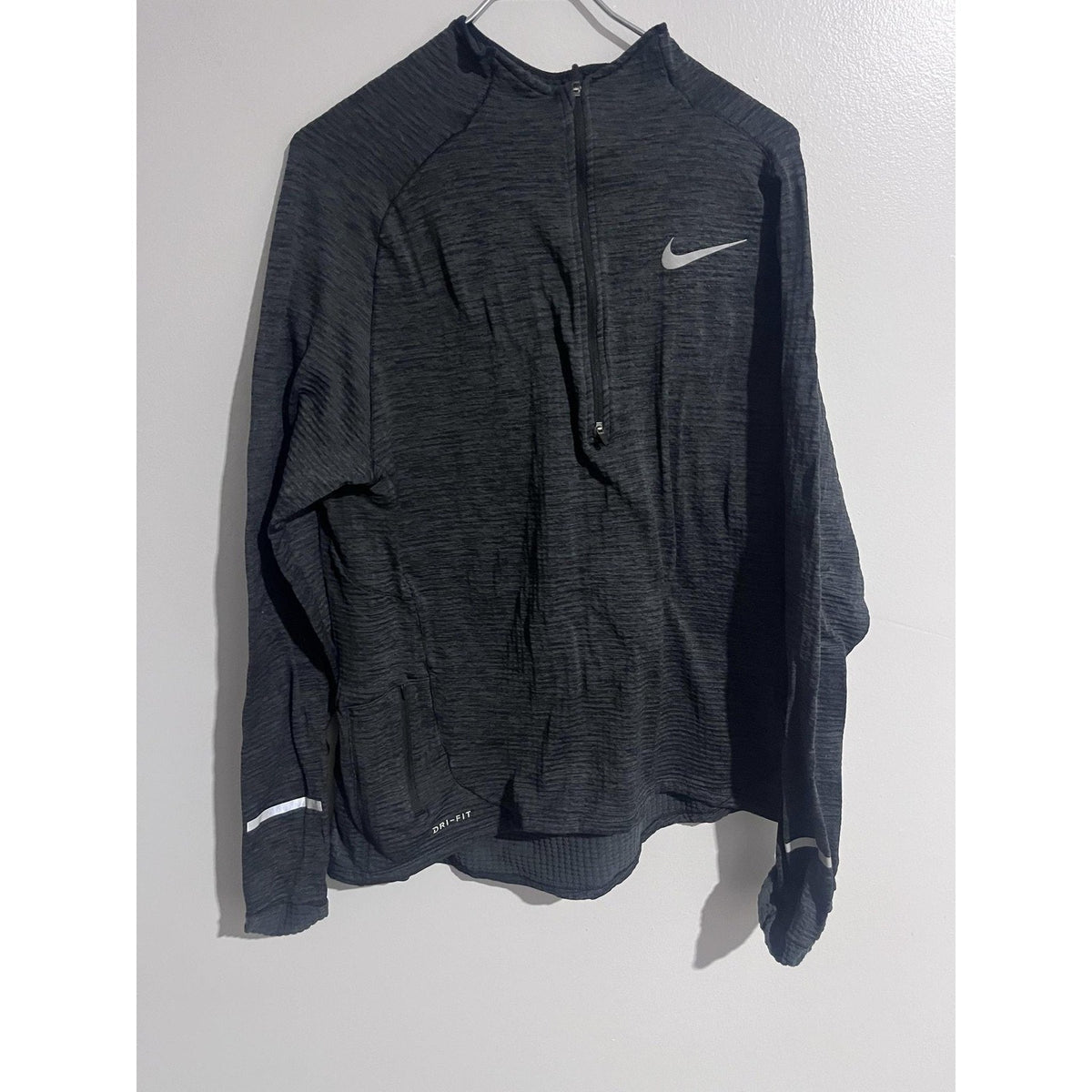 Nike Pullover Mens XL Gray Mock Neck 1/4 Zip Dri-FIT Reflective Pockets