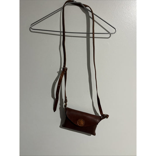Leather Crossbody Purse Mini Bag Ethical Handmade Patina Boho Preppy Retro 90s