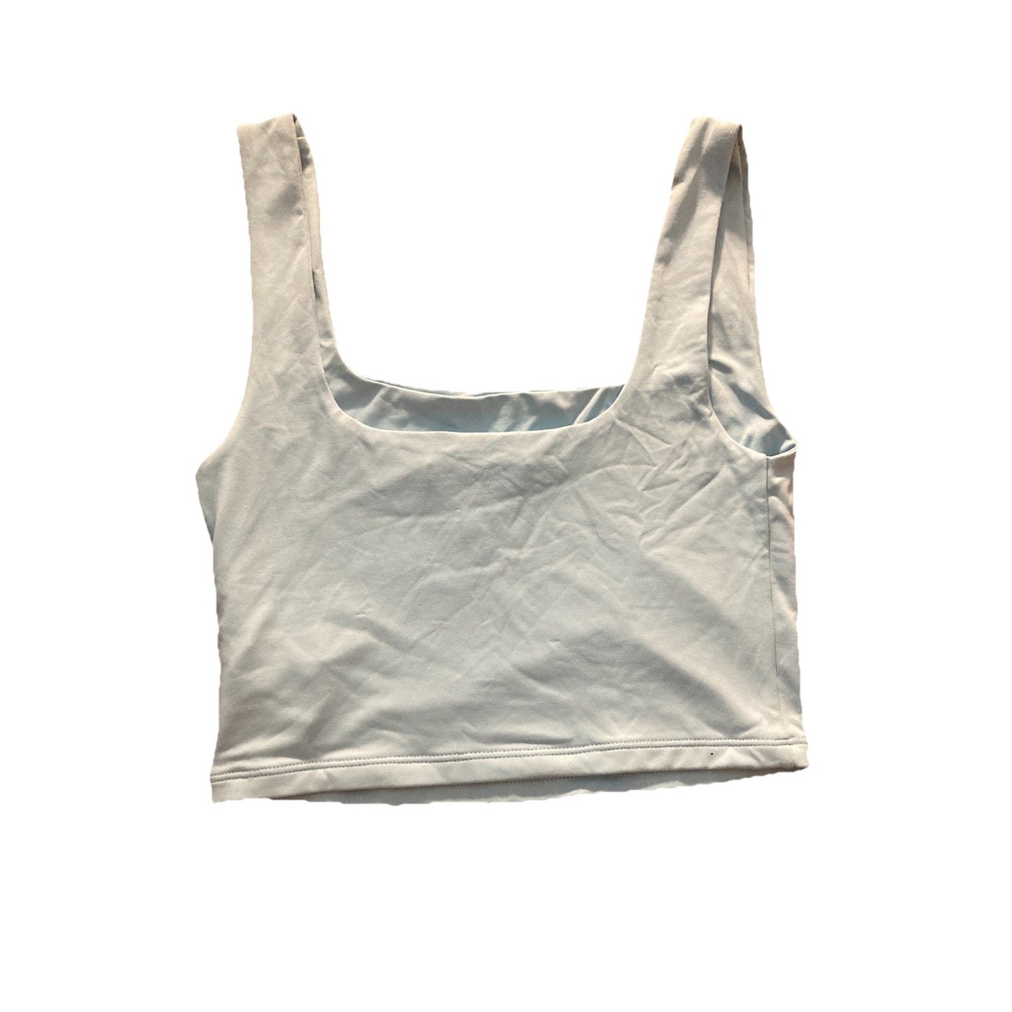 Butter Soft Forever 21 Knit Cropped Tank Top Light Blue Scoop Neck Wide Strap M
