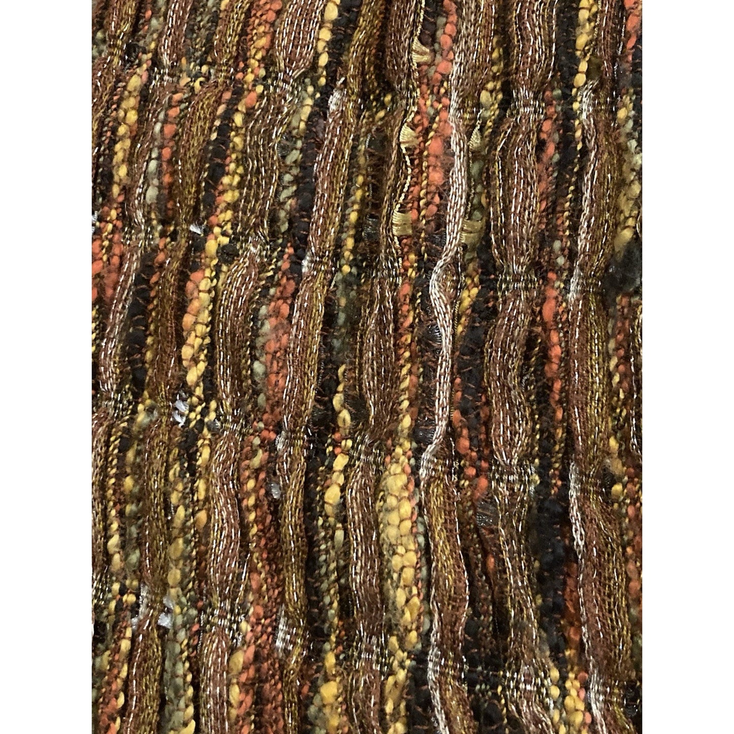 Women's Bohemian Boho Brown, Gold, Rust Scarf With Knot Fringe Multicolor 73” L