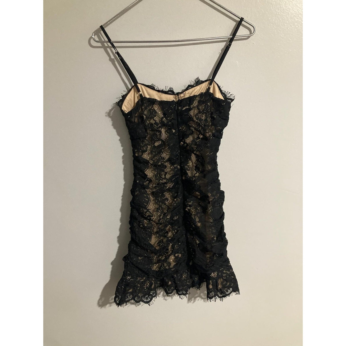 STORIA Dress Womens S Black Lace Sweetheart Ruched Slip Bodycon Party Cocktail
