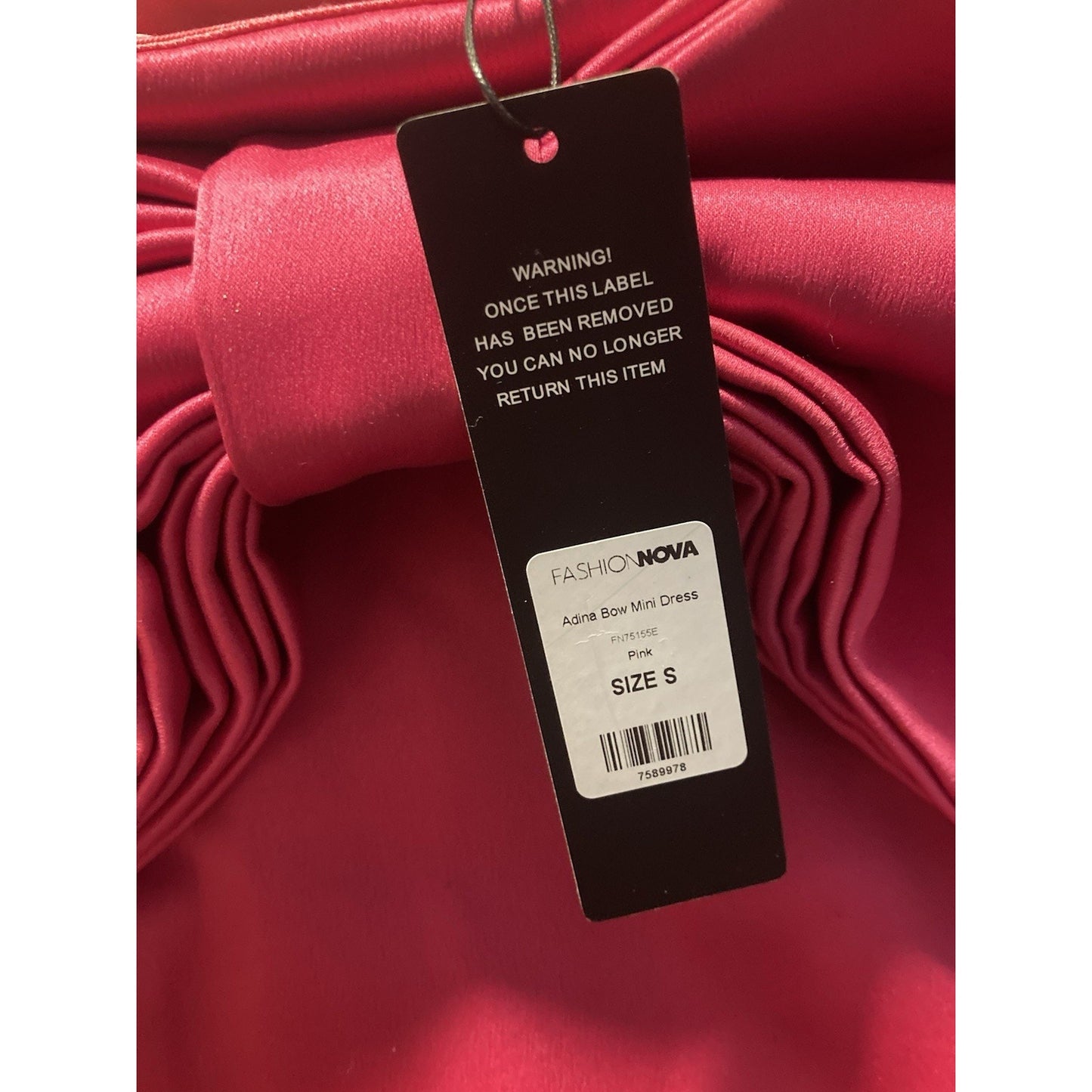 NWT Fashion Nova Bodice Bow Strapless Dress Zip Sz Small Lipstick Hot Pink