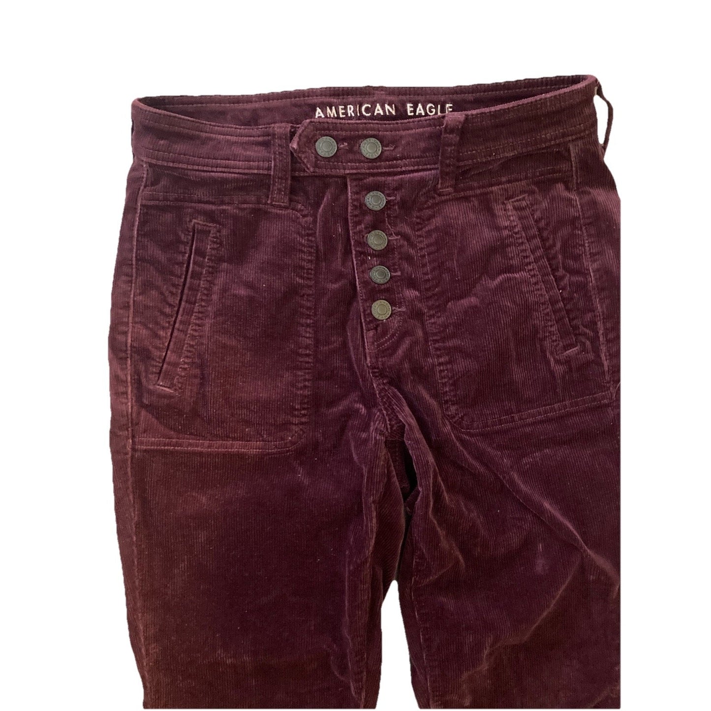American Eagle Womens Y2K Burgundy Corduroy Jegging Pants Super Stretch Size 6