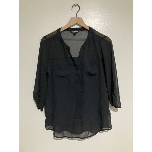 Express Blouse Women S Small Black V-Neck Whimsigoth Business Casual