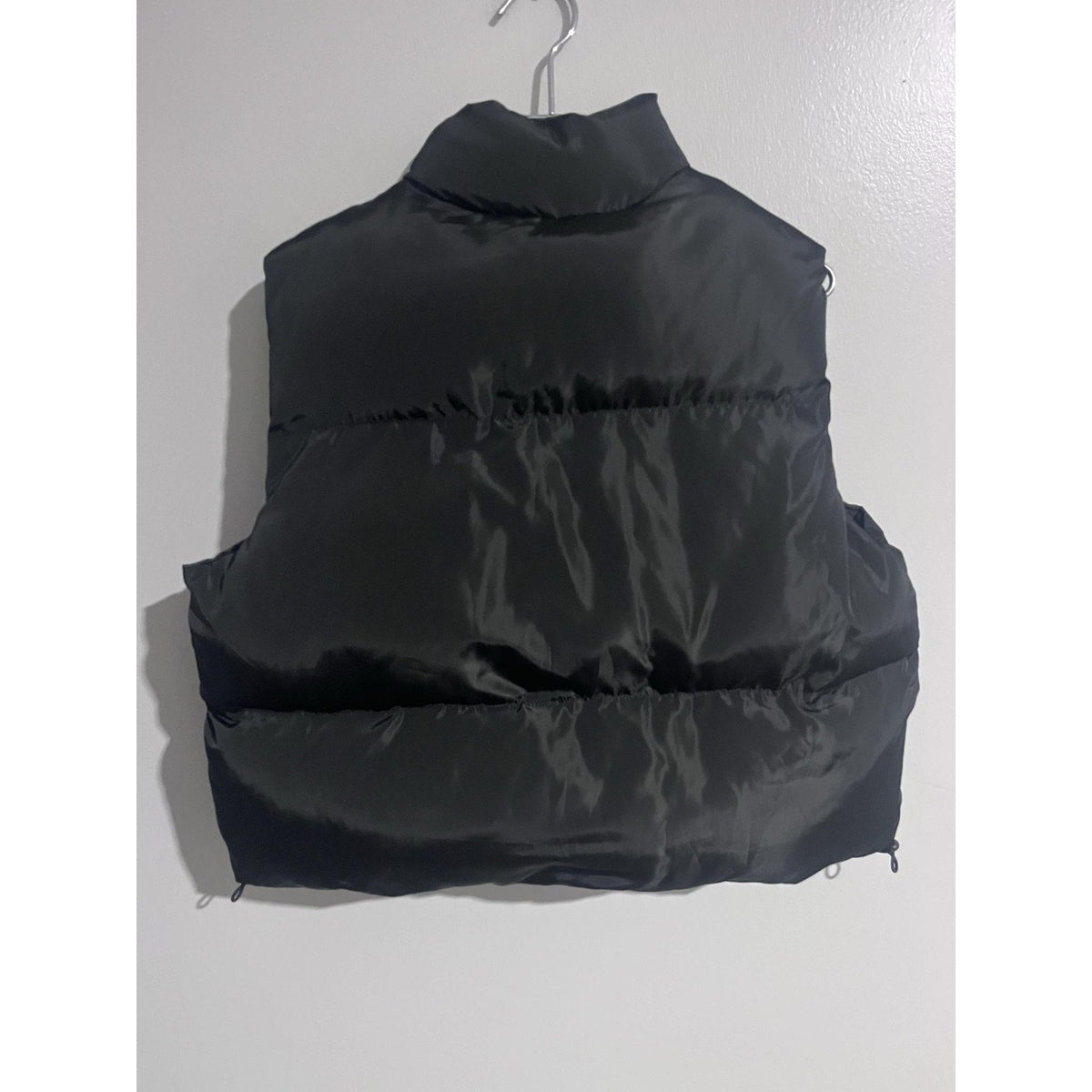 Charlotte Russe Vest Womens L Black Puffer Insulated Full Zip Pockets Taffeta