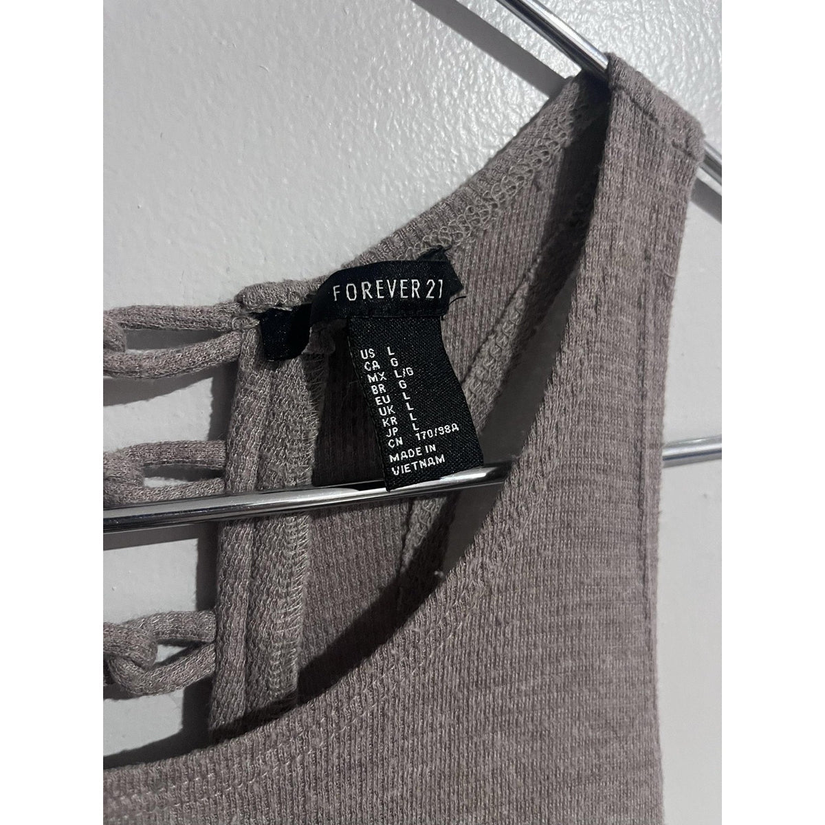 FOREVER 21 Dress Womens L Gray Tank Dress Short Strappy Round Neck Casual