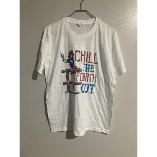 Chill The Fourth Shirt Mens M White Short Sleeve Graphic Cotton Jersey