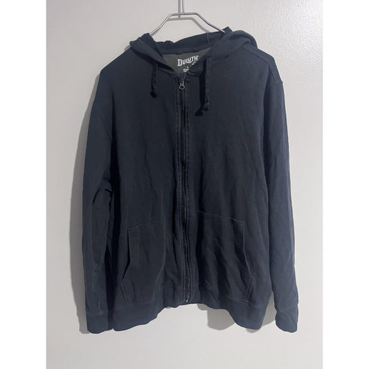 Duluth Hoodie Mens L Black Full Zip Hooded Pockets Fleece Relaxed Fit Zipper