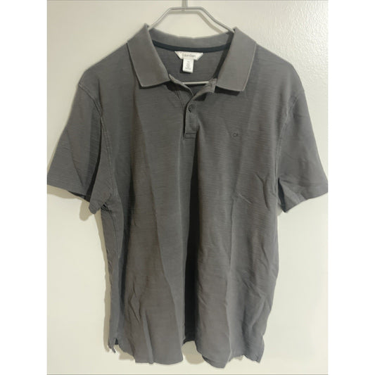 Calvin Klein Mens Polo Shirt short sleeve Gray Size Large cotton Adult