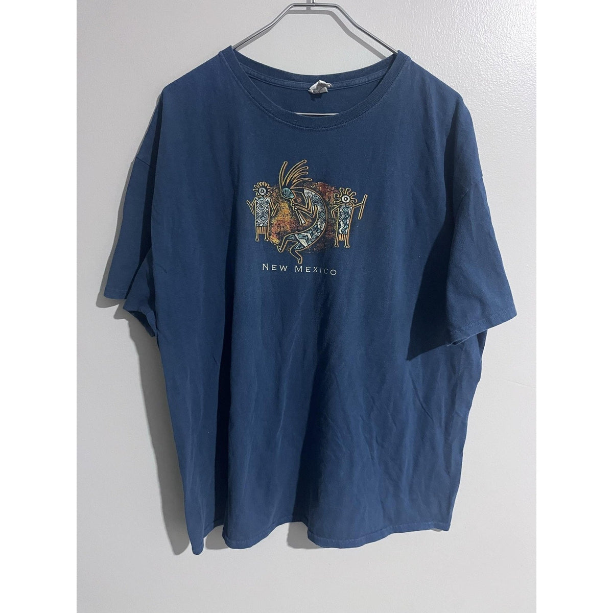 New Mexico Shirt Mens 2XL Blue Short Sleeve Graphic Cotton Tagless Crew Neck