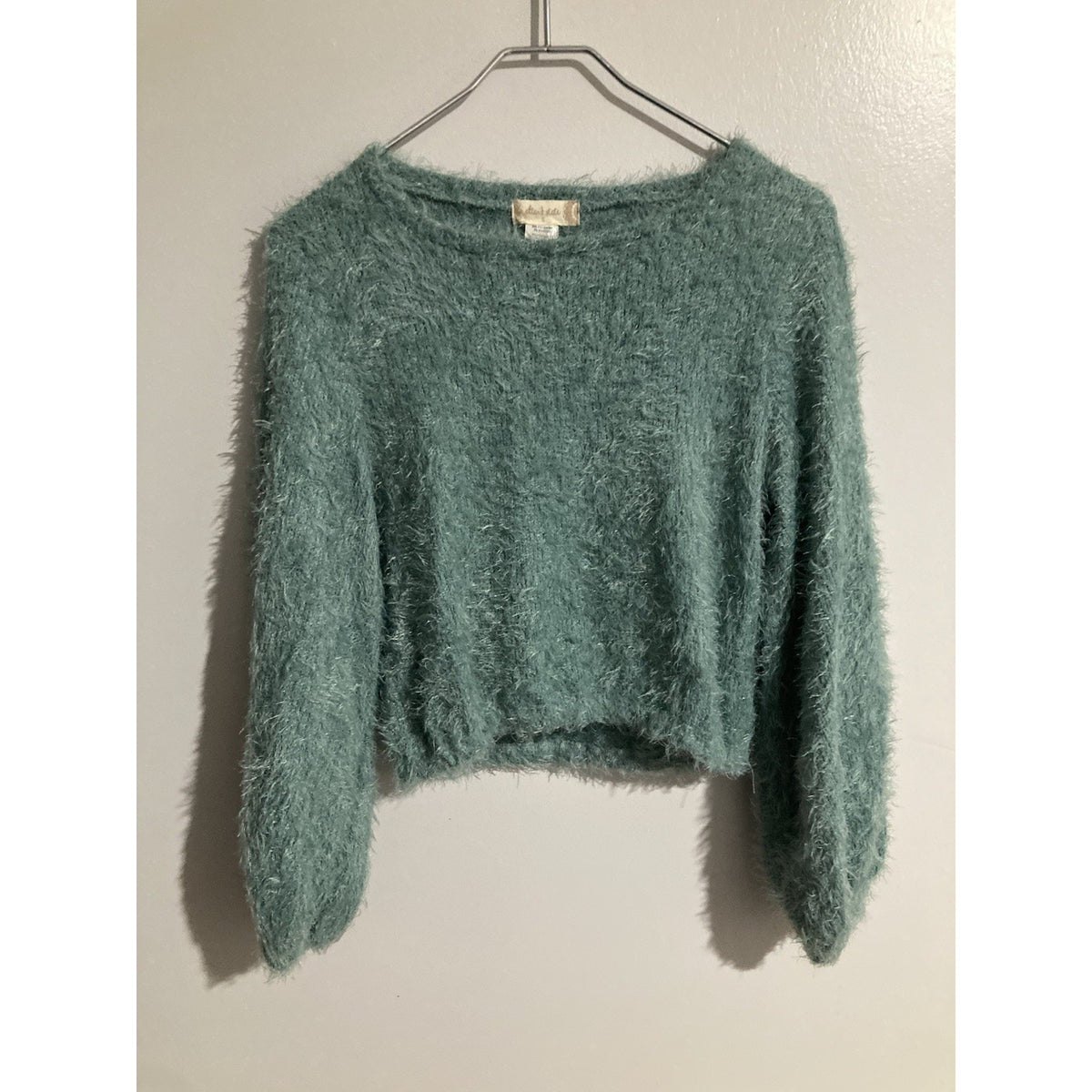Altar'd State Women's Size S Teal Green Soft Furry Long Sleeve Sweater