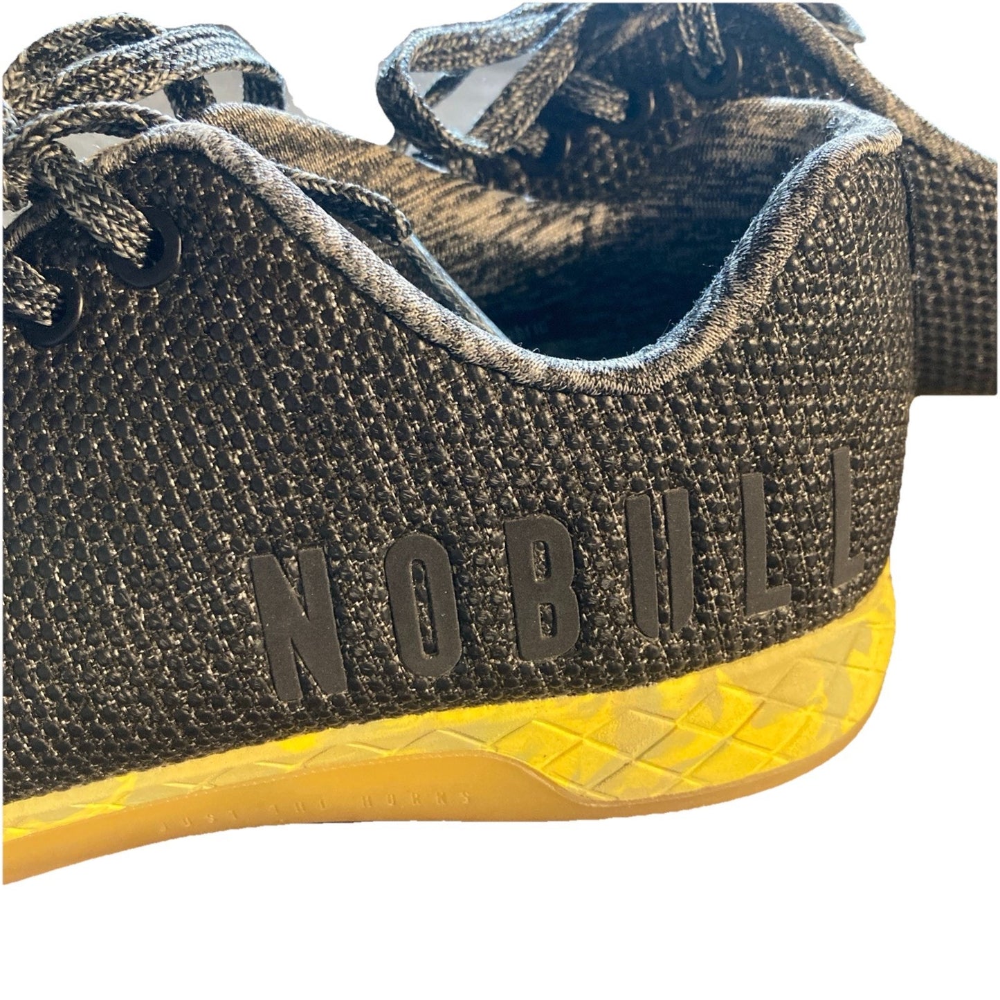 Nobull Gum Trainer Yellow Sole Unisex Gray Sneaker Mens 5 Womens 6.5 Shoe