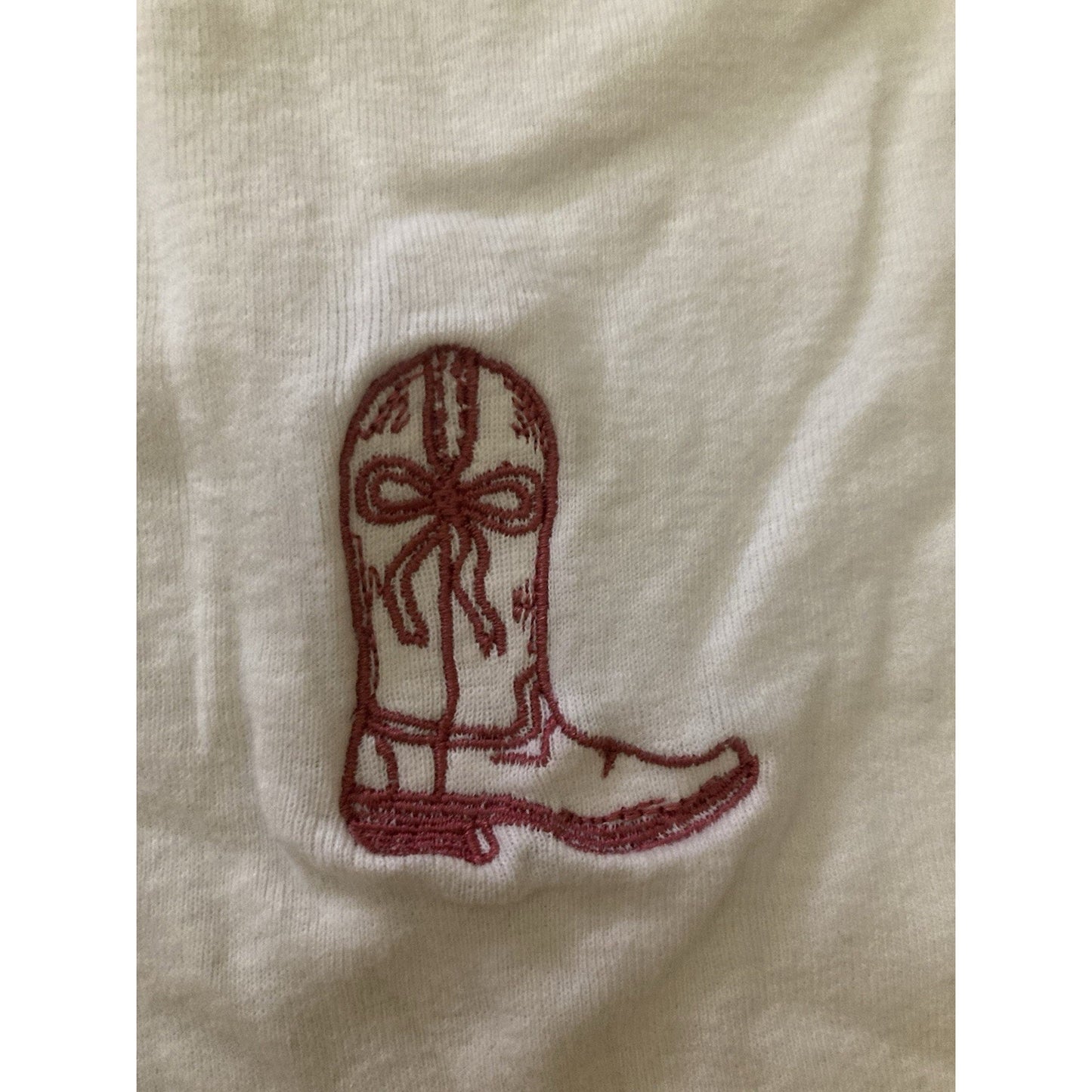 Altar’d State Embroidered Cowgirl Boot Bow Shirt Womens Size Small Cowgirl Chic