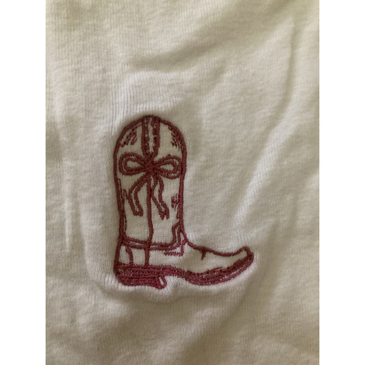 Altar’d State Embroidered Cowgirl Boot Bow Shirt Womens Size Small Cowgirl Chic