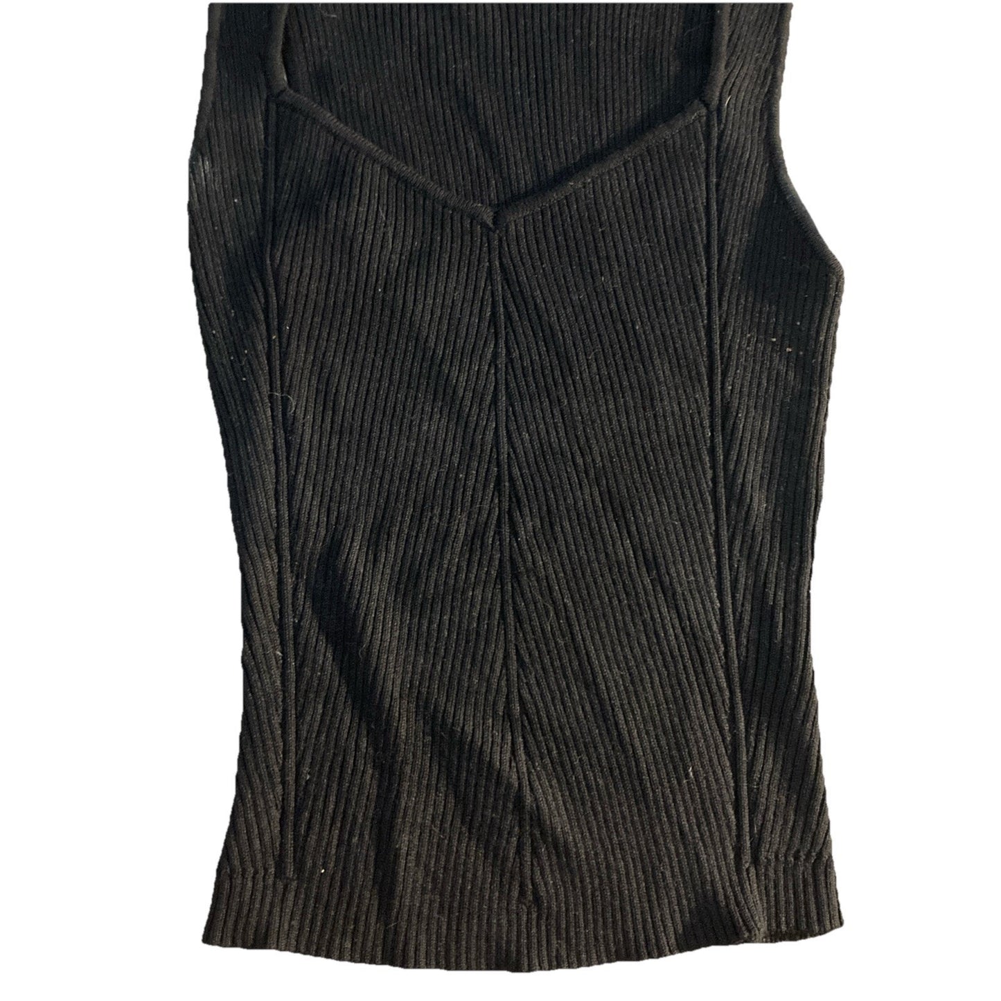 Y2K SO Black Small Lined Ribbed Sleeveless Top Knit Shirt Tank Top