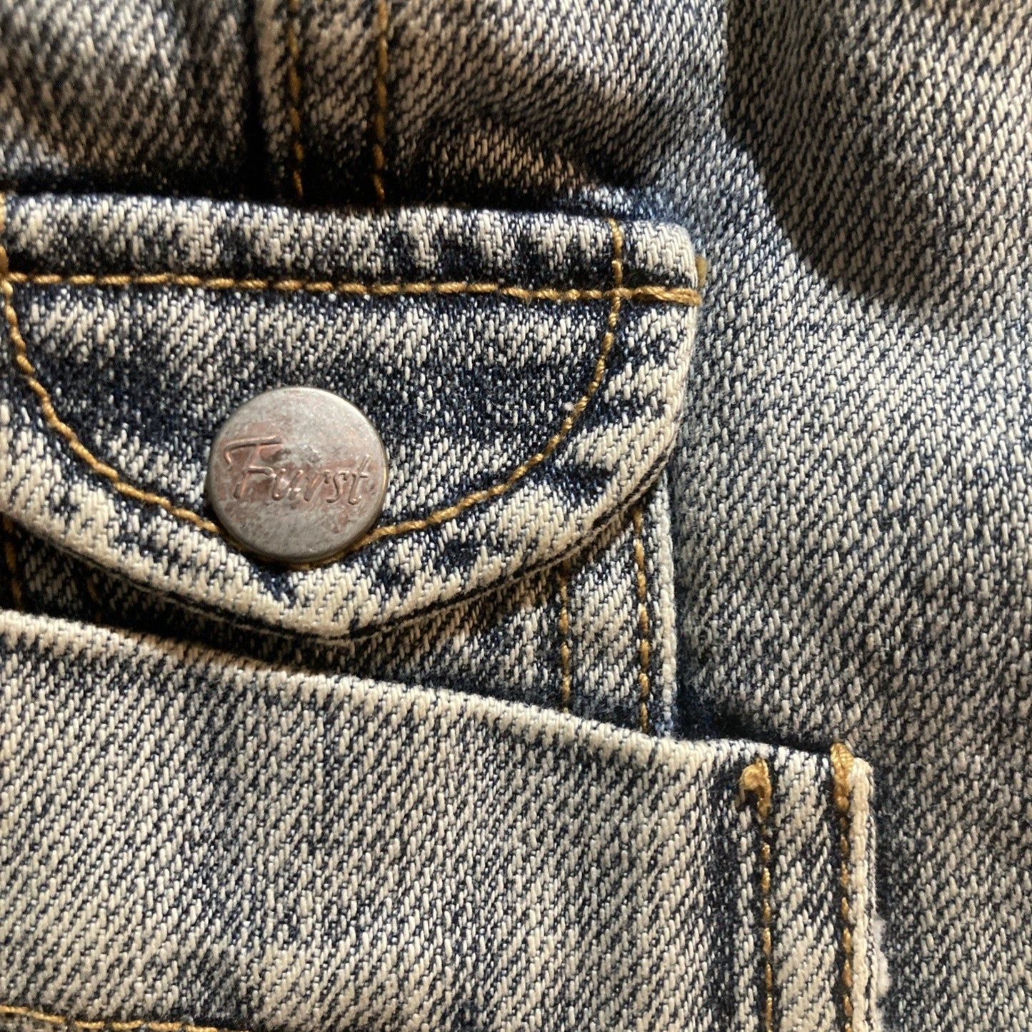 Grunge Y2K Furst Premium Denim Vest Button Front Size 10 Utility Cargo Style