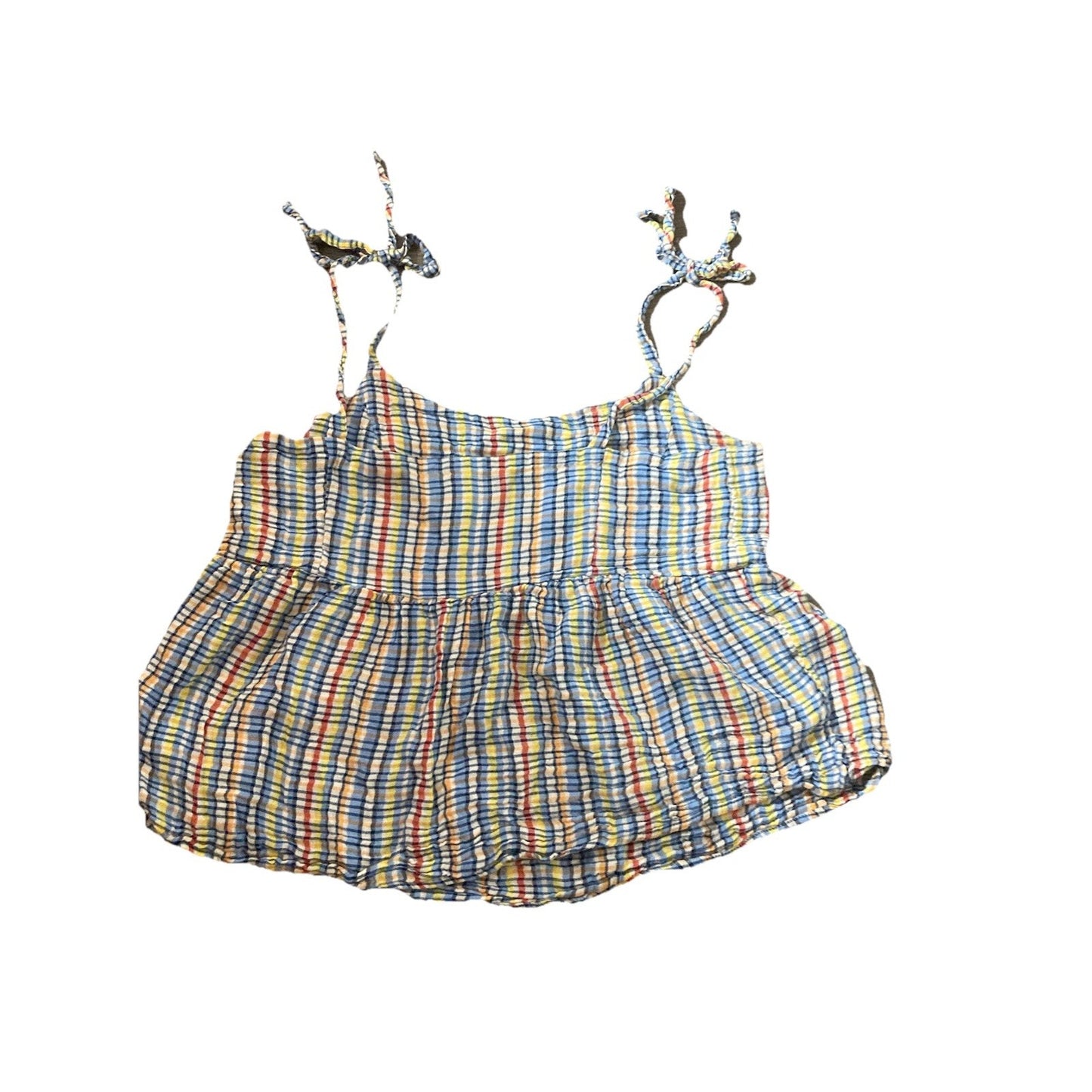 Old Navy Cami Tank Top Womens Medium Multicolor Gingham Babydoll Adjustable