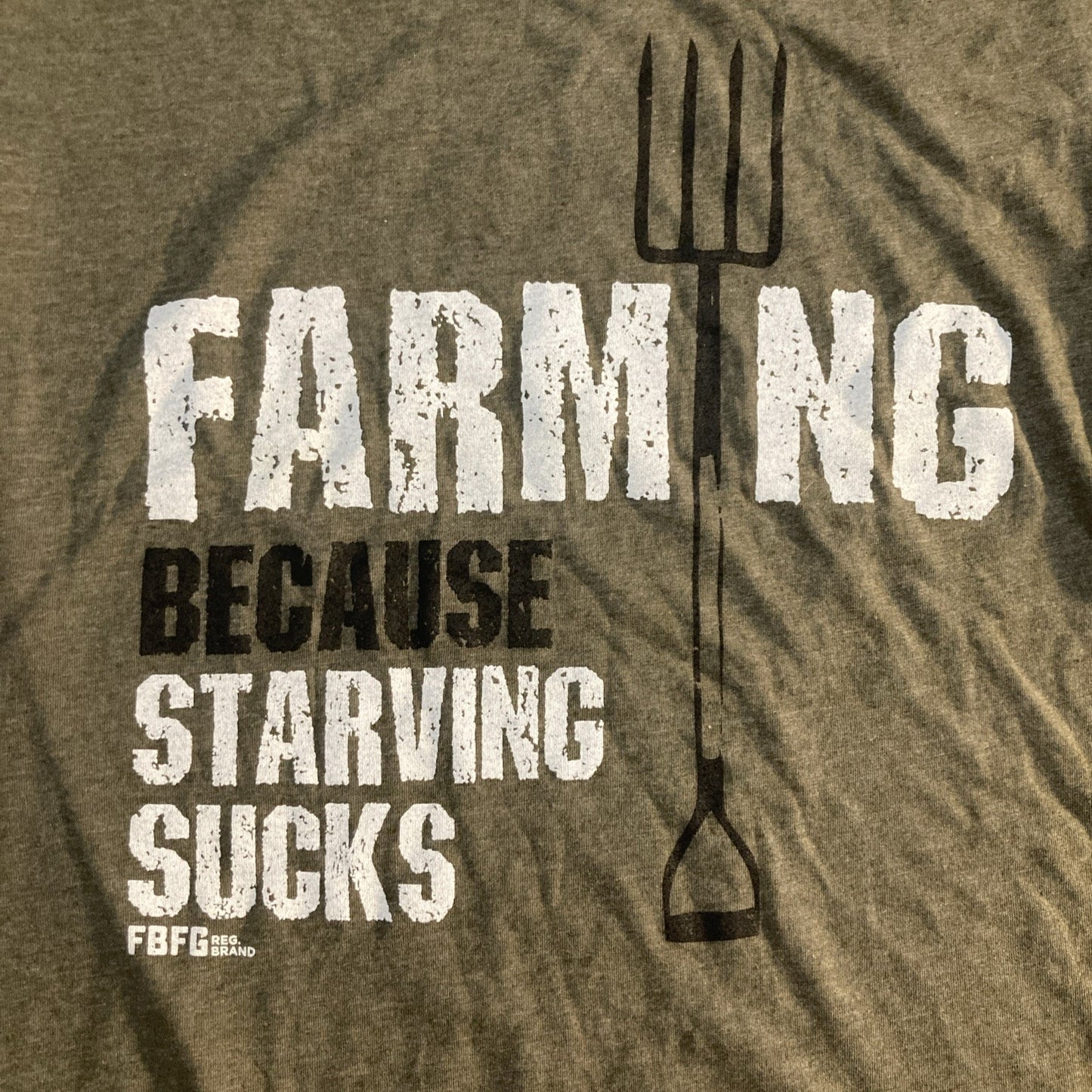 Country Chic Women Farm Girl Shirt Short Sleeve Farming Because Starving Sucks S