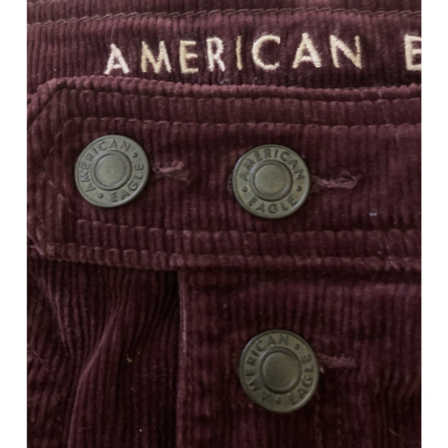 American Eagle Womens Y2K Burgundy Corduroy Jegging Pants Super Stretch Size 6