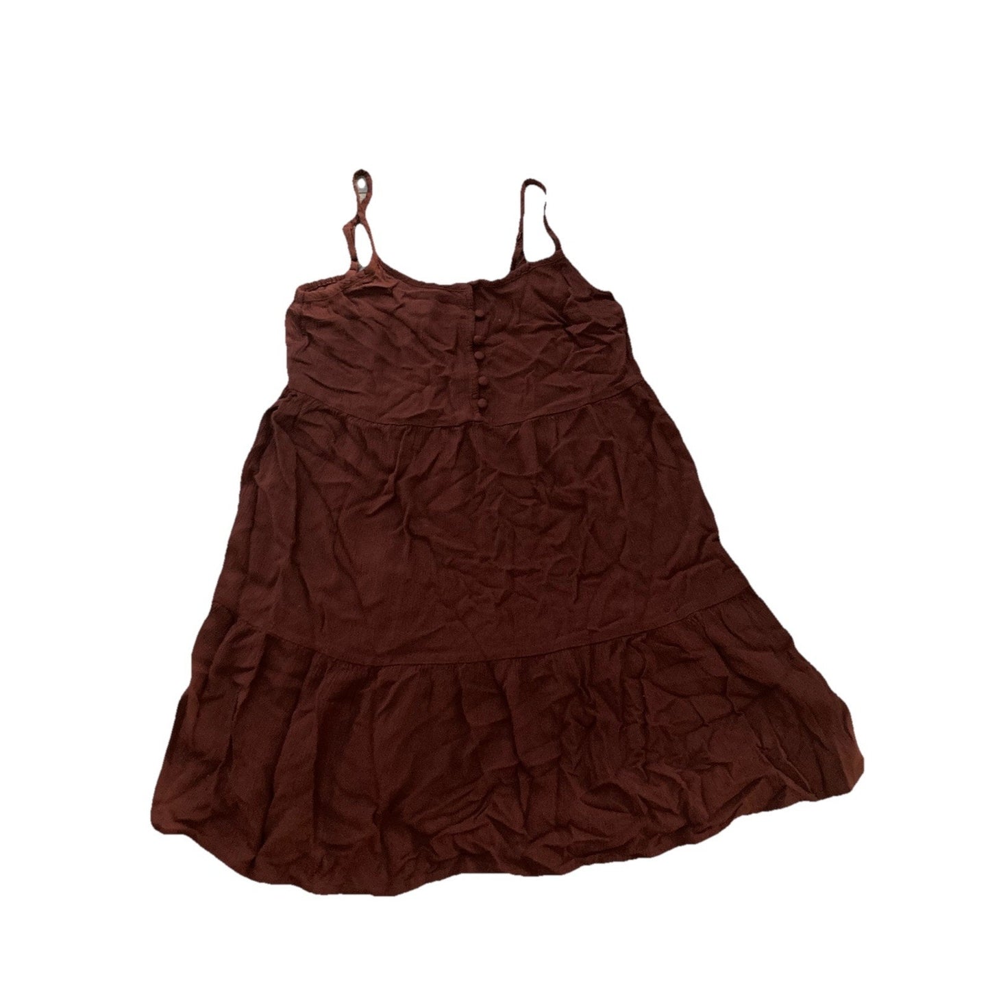 Y2K Mossimo Mini Dress Womens S Maroon Woven Sundress Sleeveless Boho Buttons