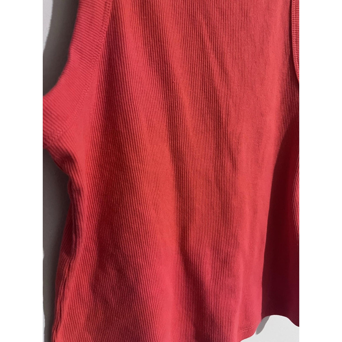 Old Navy Tank Womens M Red Ribbed Knit Slim Crew Neck Stretch Casual Summer