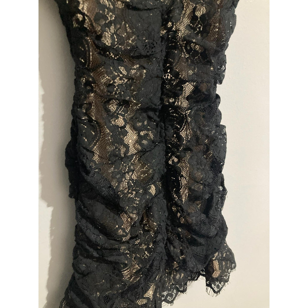 STORIA Dress Womens S Black Lace Sweetheart Ruched Slip Bodycon Party Cocktail
