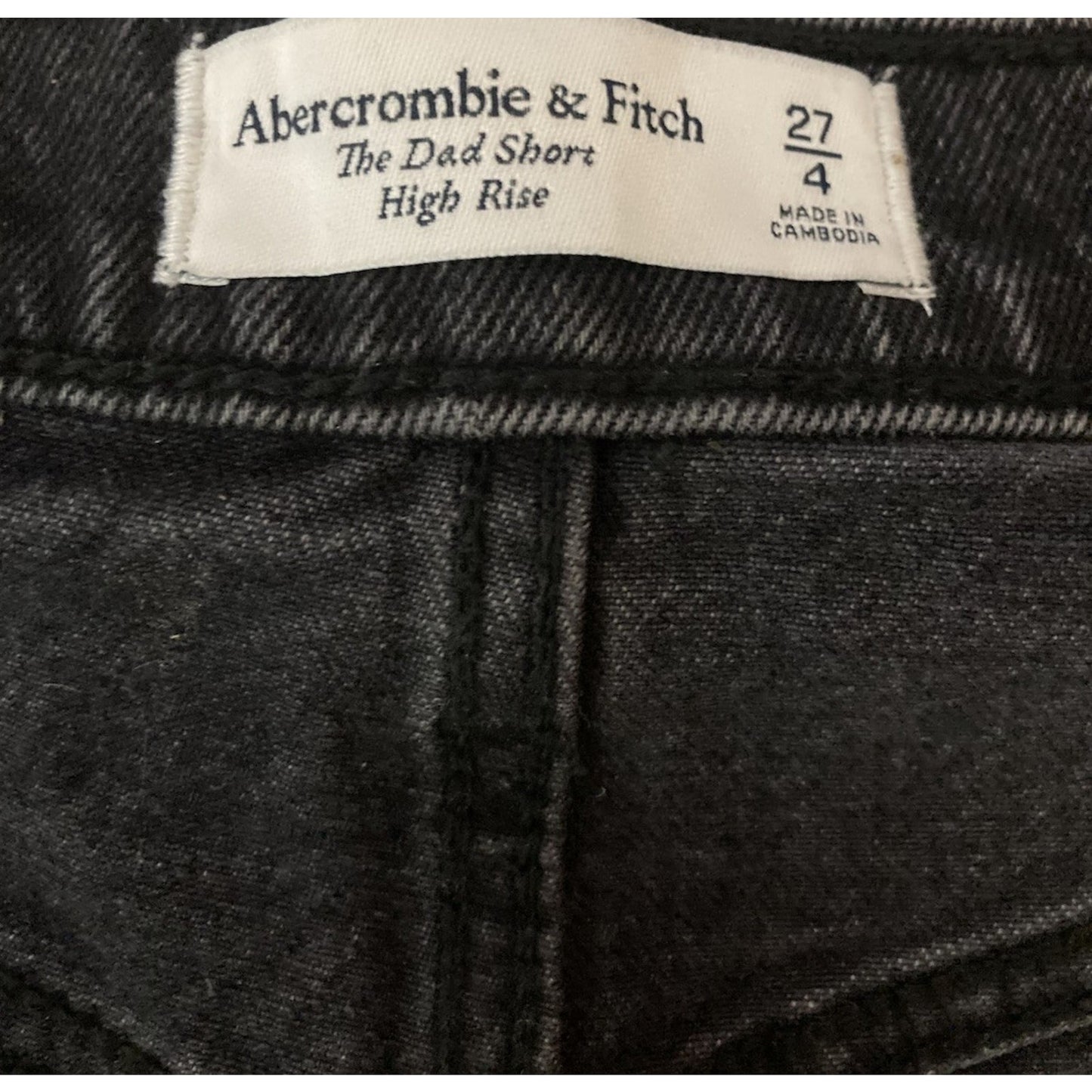 Abercrombie & Fitch The Dad Short High Rise Distressed Black Wash sz 27/4