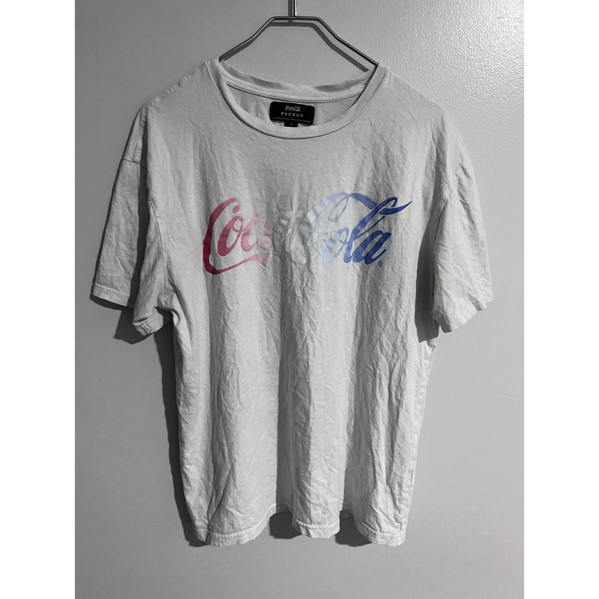 Coca-Cola PacSun Shirt Mens L White Short Sleeve Crew Neck Cotton Graphic