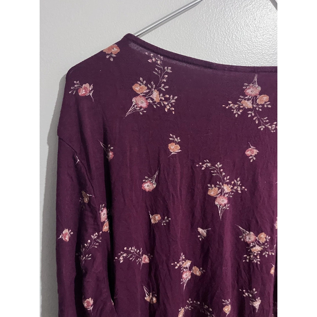 Croft & Barrow Blouse Womens 2XL Purple Tunic Floral Rayon Spandex Stretch