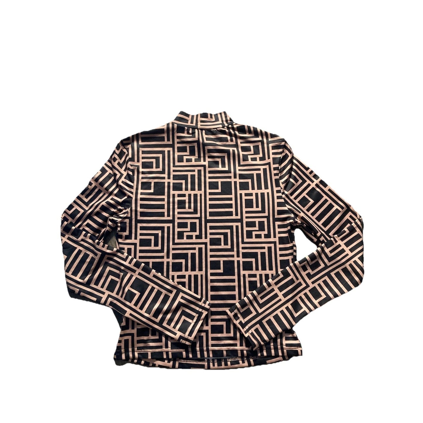 NWT Shein Frenchy Geometric Print Mock Neck Long Sleeve Black Beige Size S