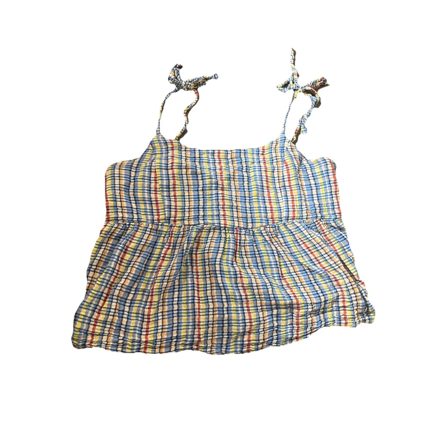 Old Navy Cami Tank Top Womens Medium Multicolor Gingham Babydoll Adjustable