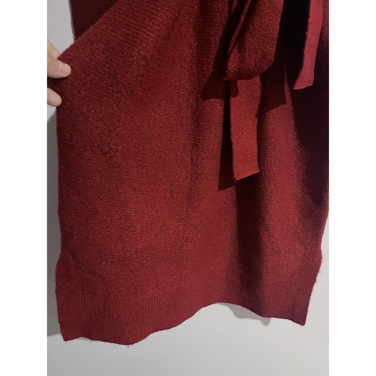 A New Day Dress Womens S Red Sweater Dress Long Belted Mock Neck Knit Casual