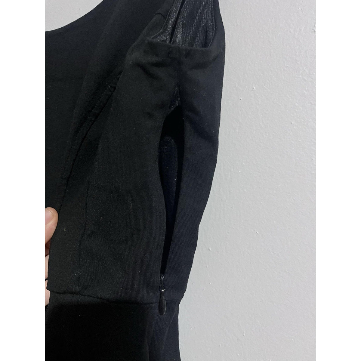 Donna Ricco New York Dress Womens L Black Sheath Midi Scoop Neck Lined Zip