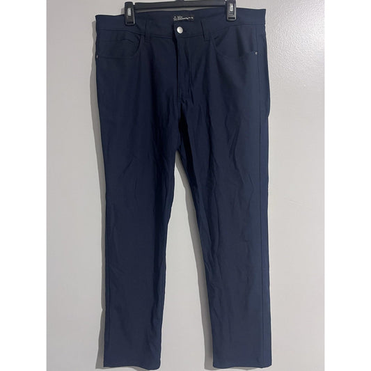 Member's Mark Pants Mens 36x32 Blue Chino Slim Fit Performance Benton Pockets