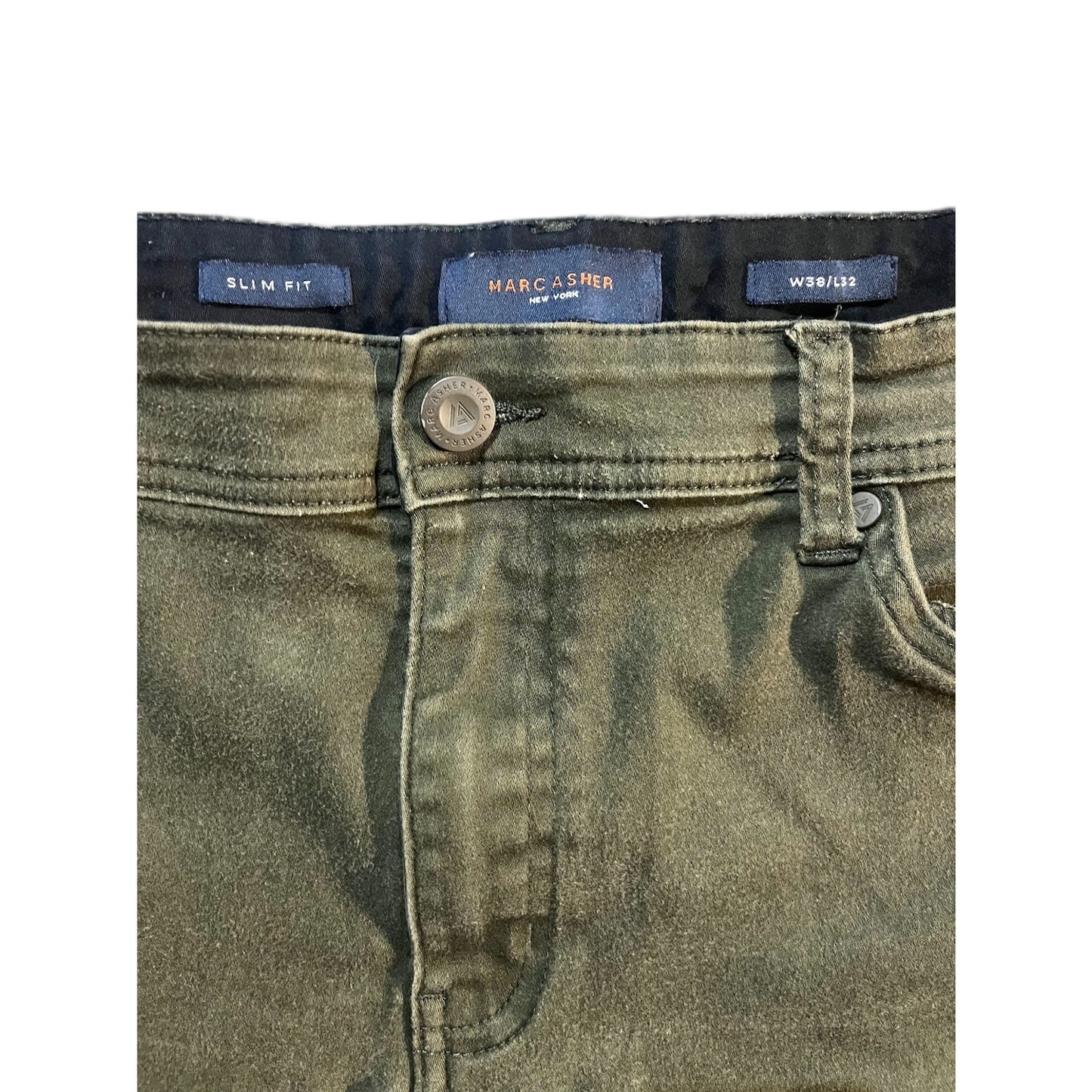 Marc Asher Men's Slim Straight Fit Stretch Denim Jeans Green Regular Size 38x32