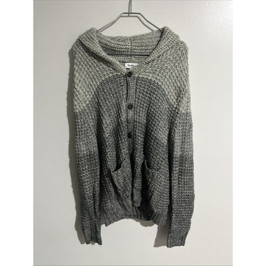 Goodfellow & Co Cardigan Sweater Men’s M Gray Waffle Knit V Neck Button Front