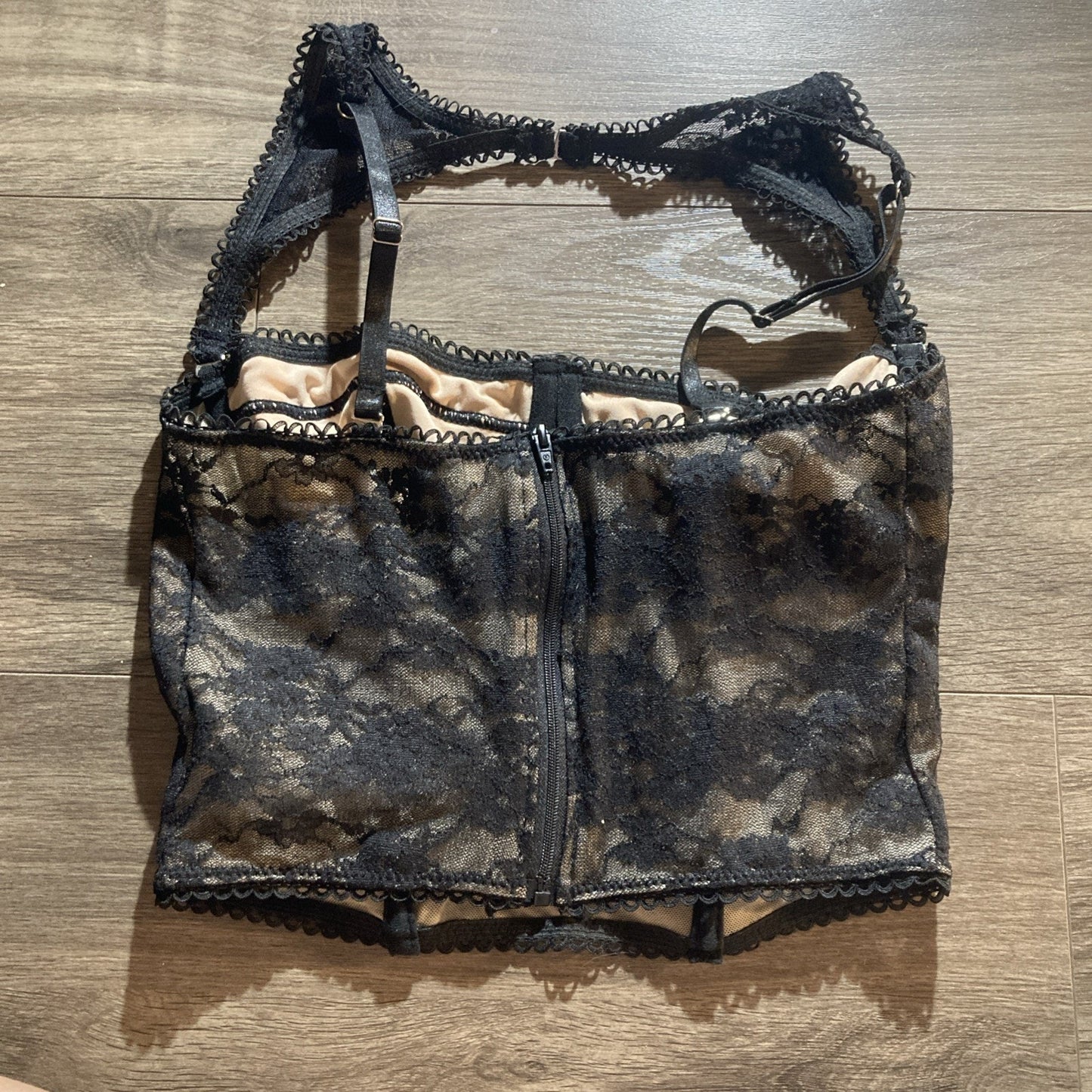 Lace Overlay Bralette Small Size 4 With Lace Accents Boned Corset Woman’s SHEIN