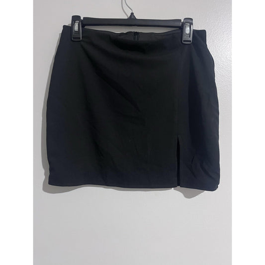 Cantonwalk Skirt Womens L Black Straight Pencil Short Zip Slit Knit Polyester