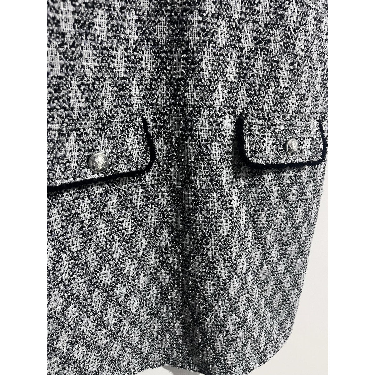 Isaac Mizrahi Dress Womens M Black Check Shift Knee Length Tweed Pockets