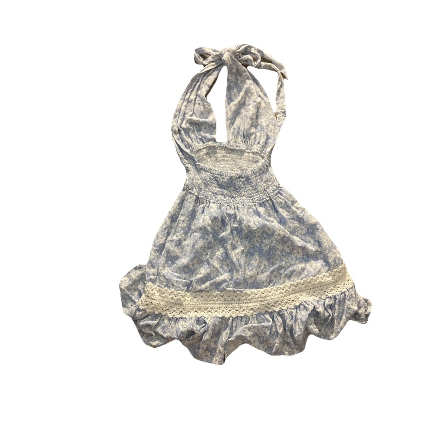 Ocean Drive Waist Cinched Halter Floral Mini Dress Women’s Size M Beach Chic