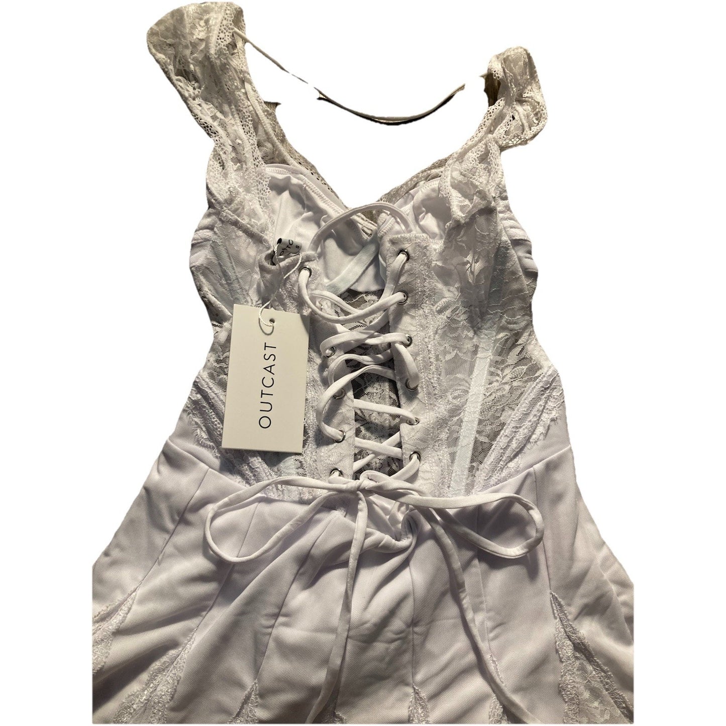NWT Coquette Princess Outcast Boned Corset Mini Dress Hendrick Laced S White