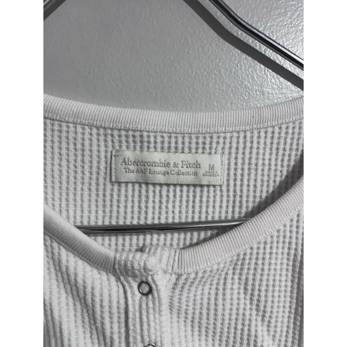 Abercrombie & Fitch Tank Womens M White Waffle Henley Button Front Casual