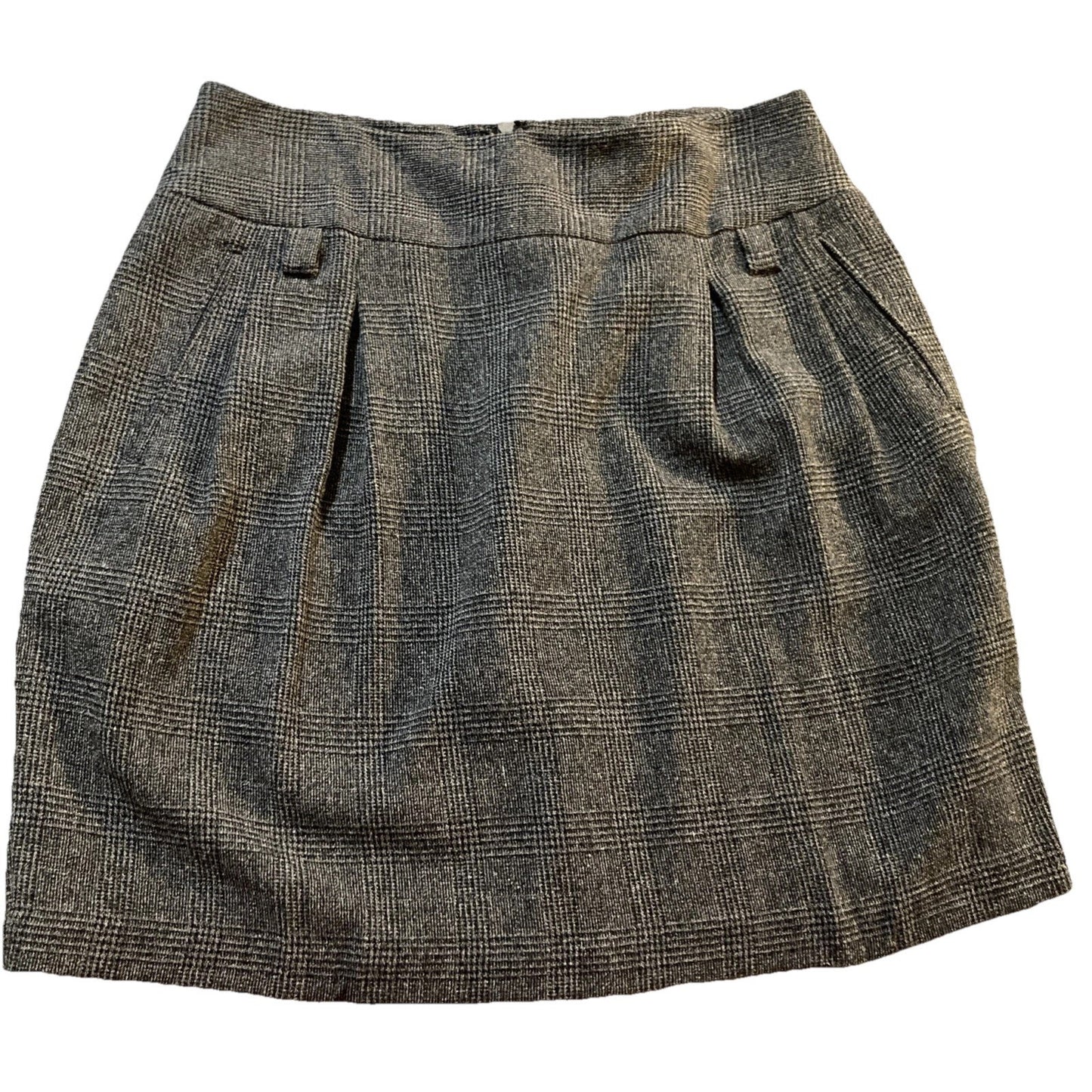 Y2K Librarian WORTHINGTON Pencil Skirt Stretch Size 14 Gray Black Plaid