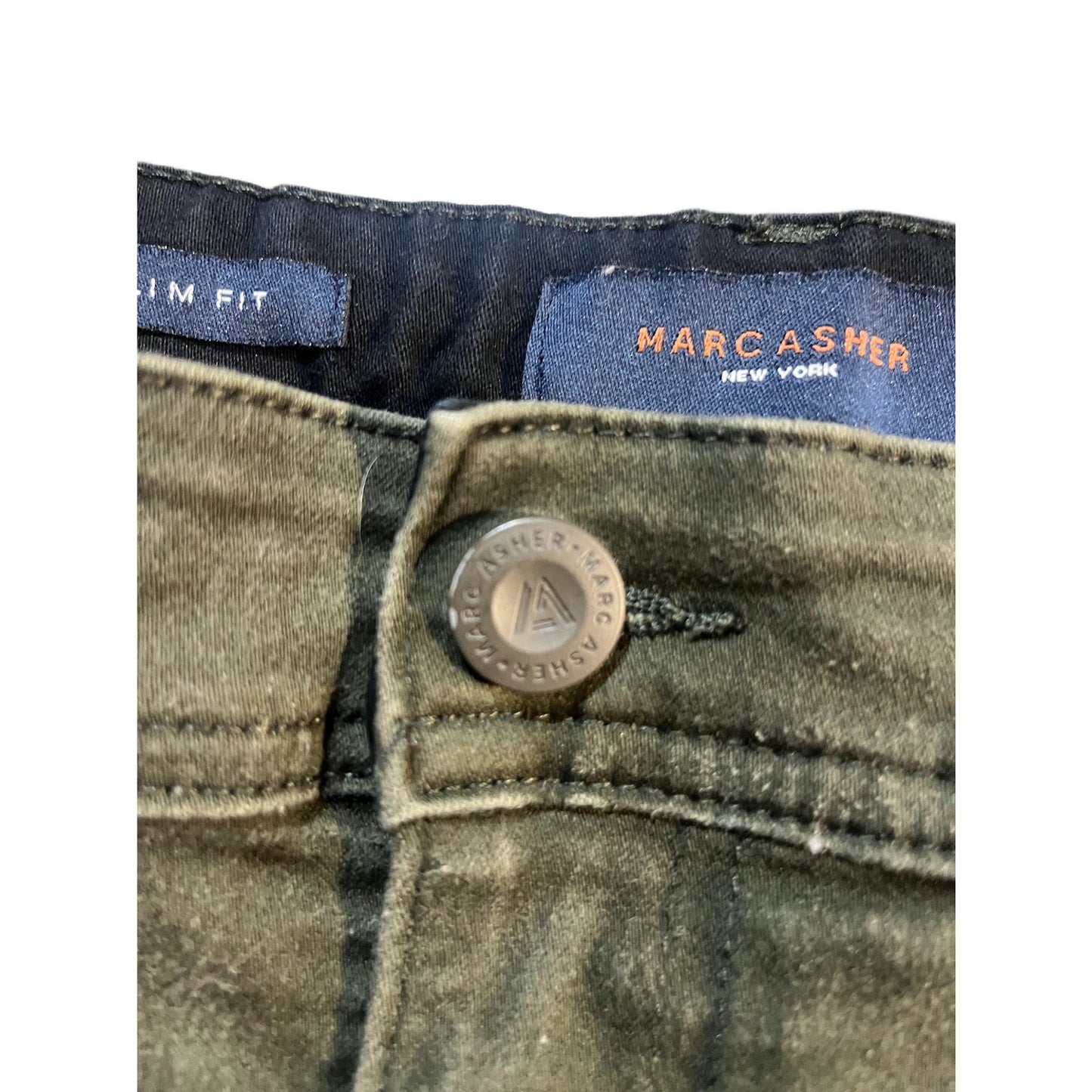 Marc Asher Men's Slim Straight Fit Stretch Denim Jeans Green Regular Size 38x32