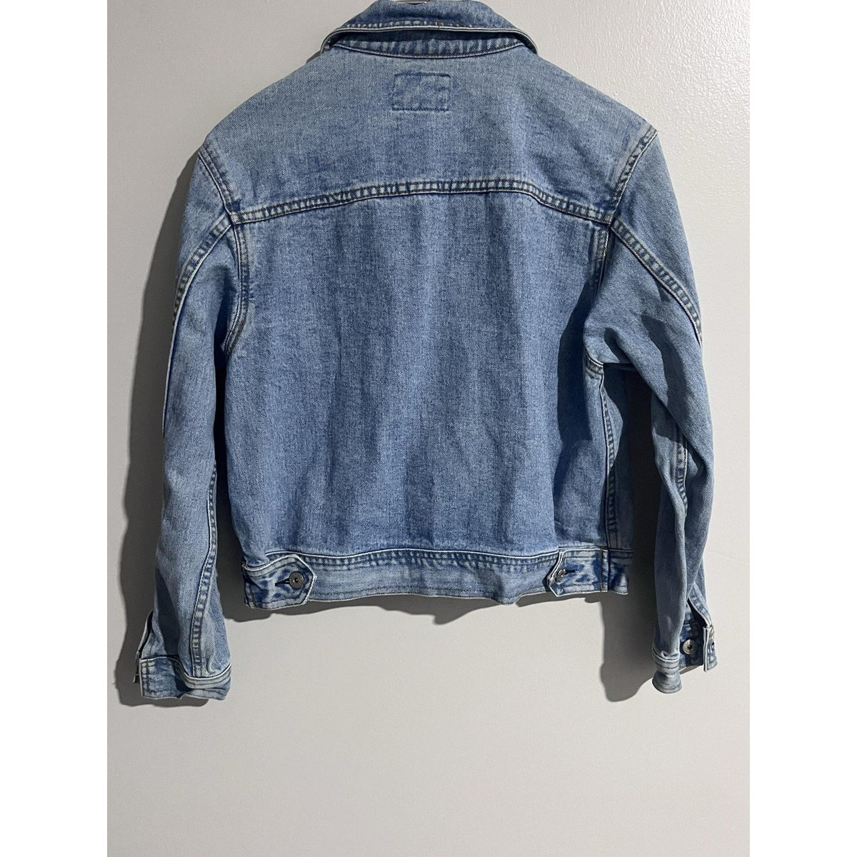 Express Bleus Jacket Womens M Blue Denim Full Zip Collared Pockets Logo