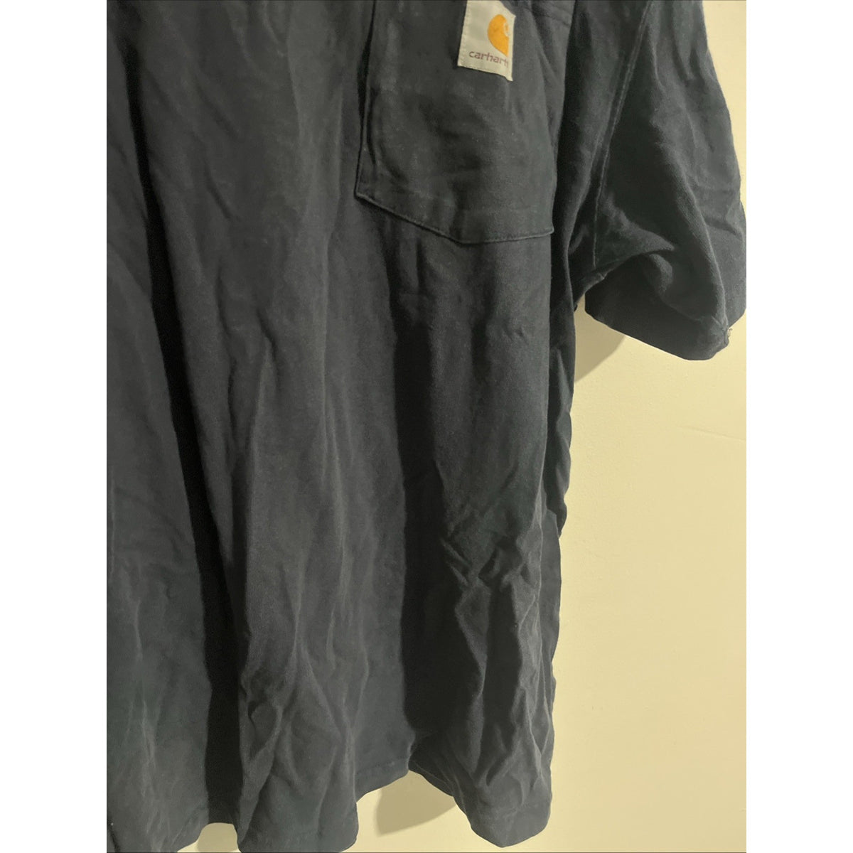 Carhartt Shirt Mens Large Navy Blue Pocket Tee Loose Fit Logo Workwear Casual
