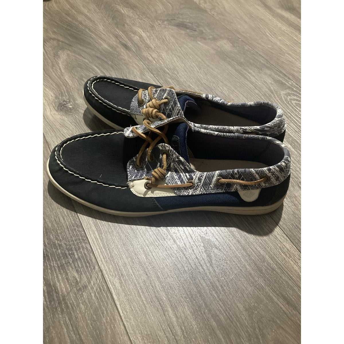 SPERRY Boat Shoe Womens 11M Blue Leather Canvas Comfort Non-Slip STS97218