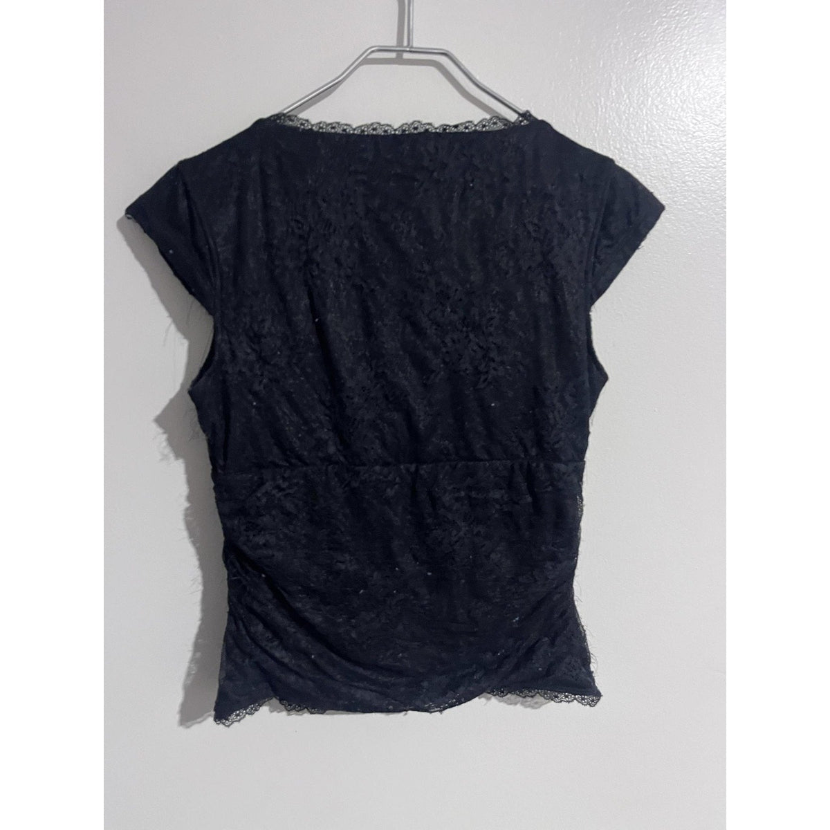 Abercrombie & Fitch Blouse Womens S Black Lace V-Neck Cap Sleeve Lined