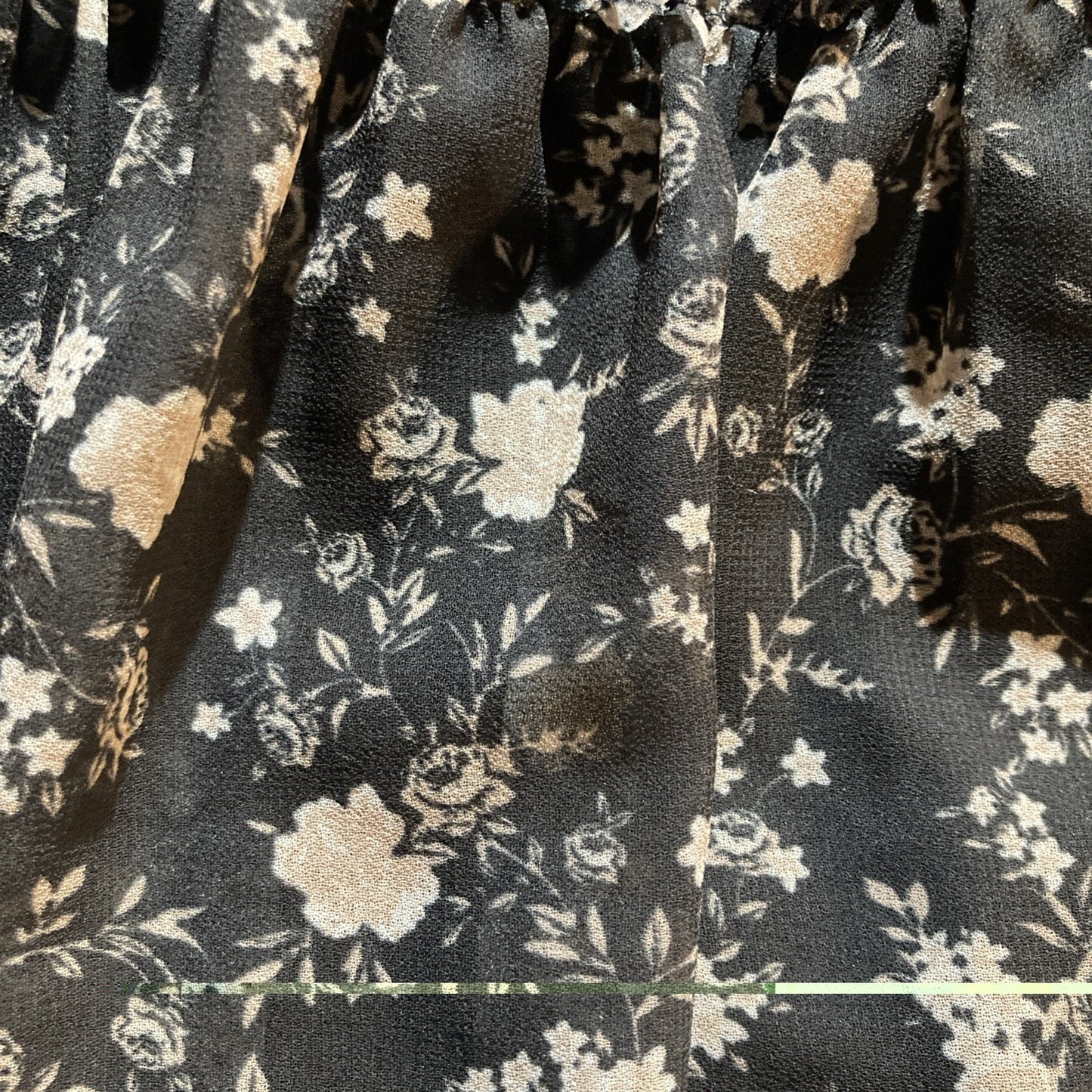 Altar’d State Skirt Women's Size Small Black Beige Floral Lined Ruffled Cinch