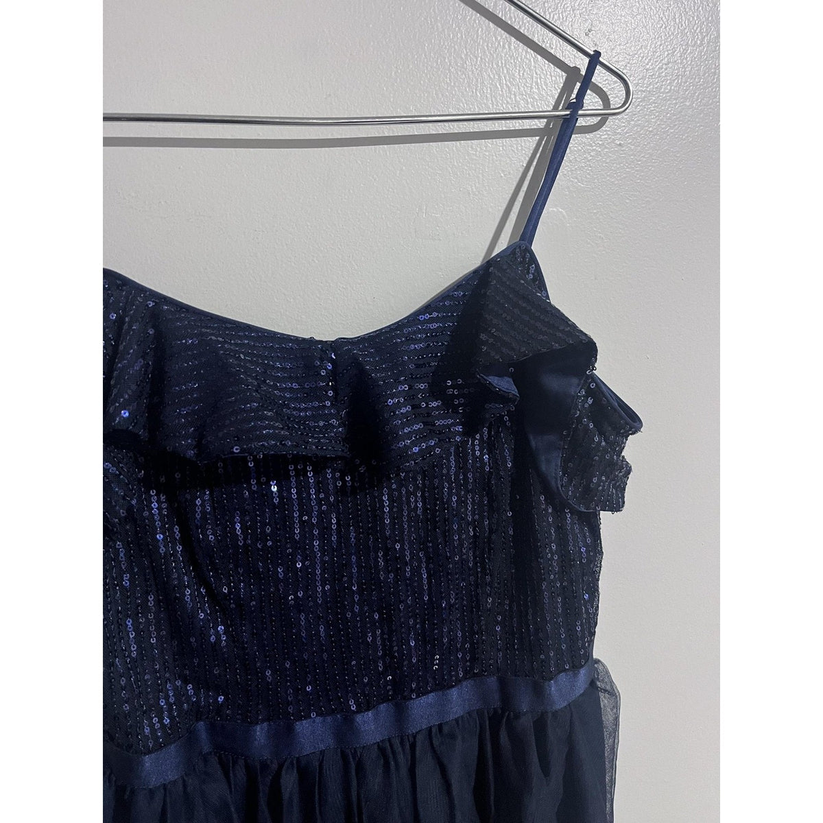 Wedtrend Dress Womens L Blue Fit & Flare Knee Length Sequin Off Shoulder